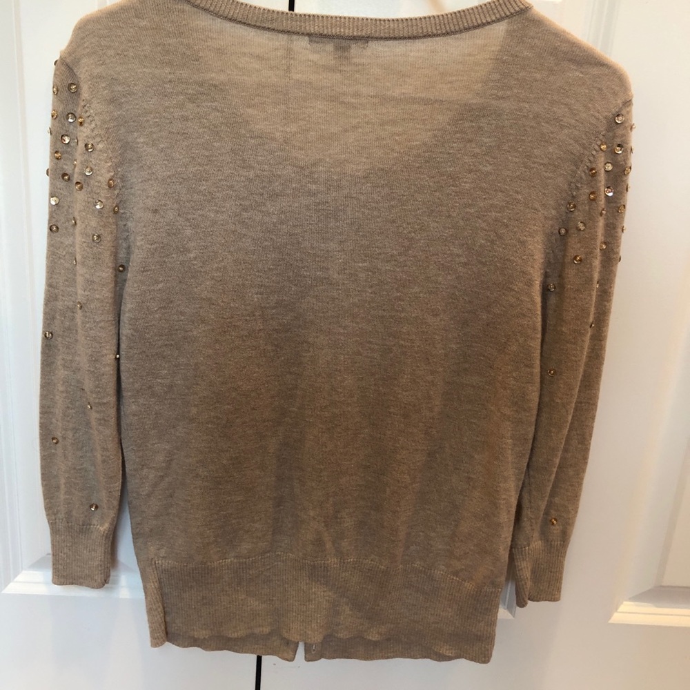 Tan Buttoned Cardigan With Sequence - image 2